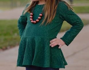 Emerald Lace Long Sleeve Peplum Item 395