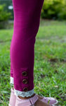 Plum Lace Trimmed Button Leggings Item 417