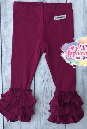 Plum Truffle Triple Ruffle Leggings Item 419