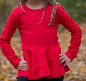 Red Lace Long Sleeve Peplum Item 423