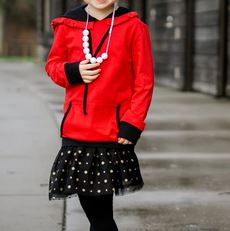 Red w/Black Accents Ruffle Hoodie Item 425