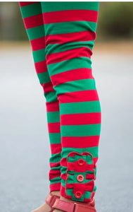 Red/Green Stripe Ruffle Button Leggings Item 426