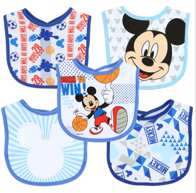 5 Pack Mickey Mouse Bibs Item 363