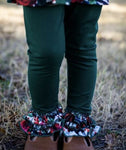 Winter Floral & Emerald Small Triple Ruffle Leggings Item 436